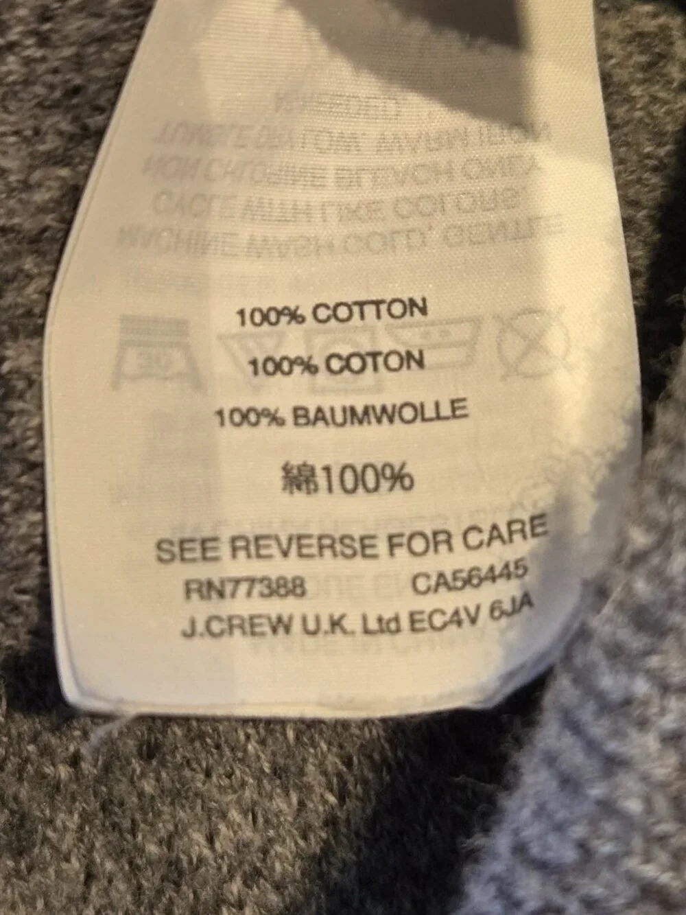 J.Crew Men’s Slim Gray Cotton Crewneck Sweater Size M